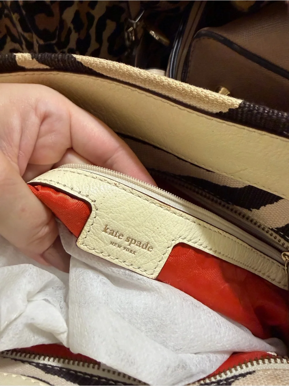 Rare kate spade Zebra Print Canvas Tote in Cream and Black